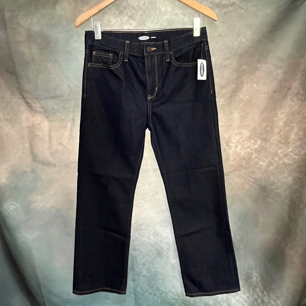 Old Navy Womens 12 Plus Straight Leg Jeans Dark Wash Indigo NEW